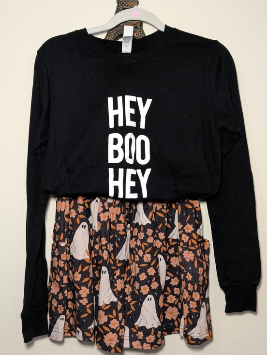 Sunshine Kids Co Other - Halloween Skirt + T-Shirt Set - Hey Boo Hey Shirt + Floral Ghost Skirt Size 6